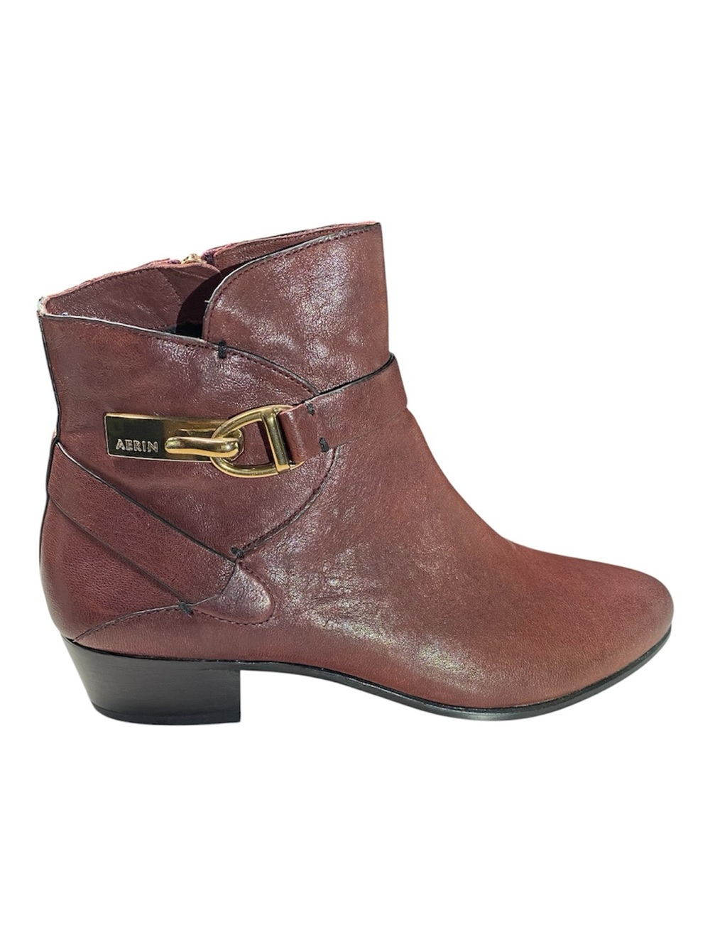 New Aerin Leather Booties Size 8 Burgundy Low Heel